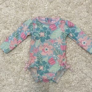 Ruffle butts toddler girl size 18 mo Long Sleeve 1 piece floral bathing suit ¥